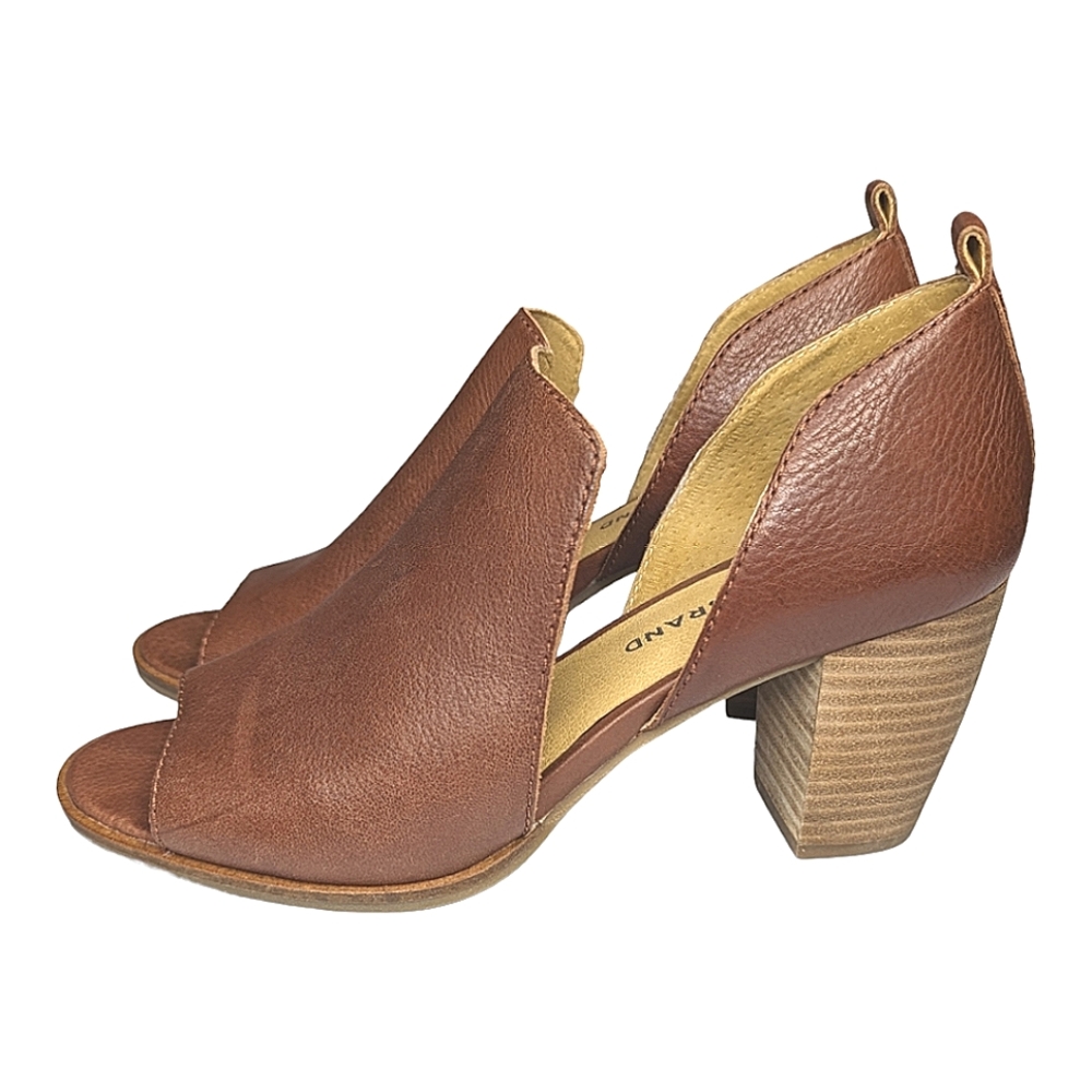 Lucky Brand Brown Open-Toe Block Heel Booties - Picture 4 of 10